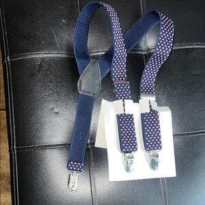 Stylish Navy and Pink Polka Dot Men's Suspenders